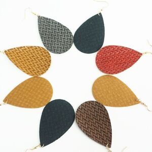 2 PAIRS PU Woven Leather Statement Earrings NWT